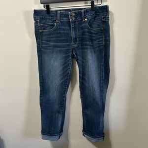 American Eagle Blue Denim Artist Crop Jeans size 12